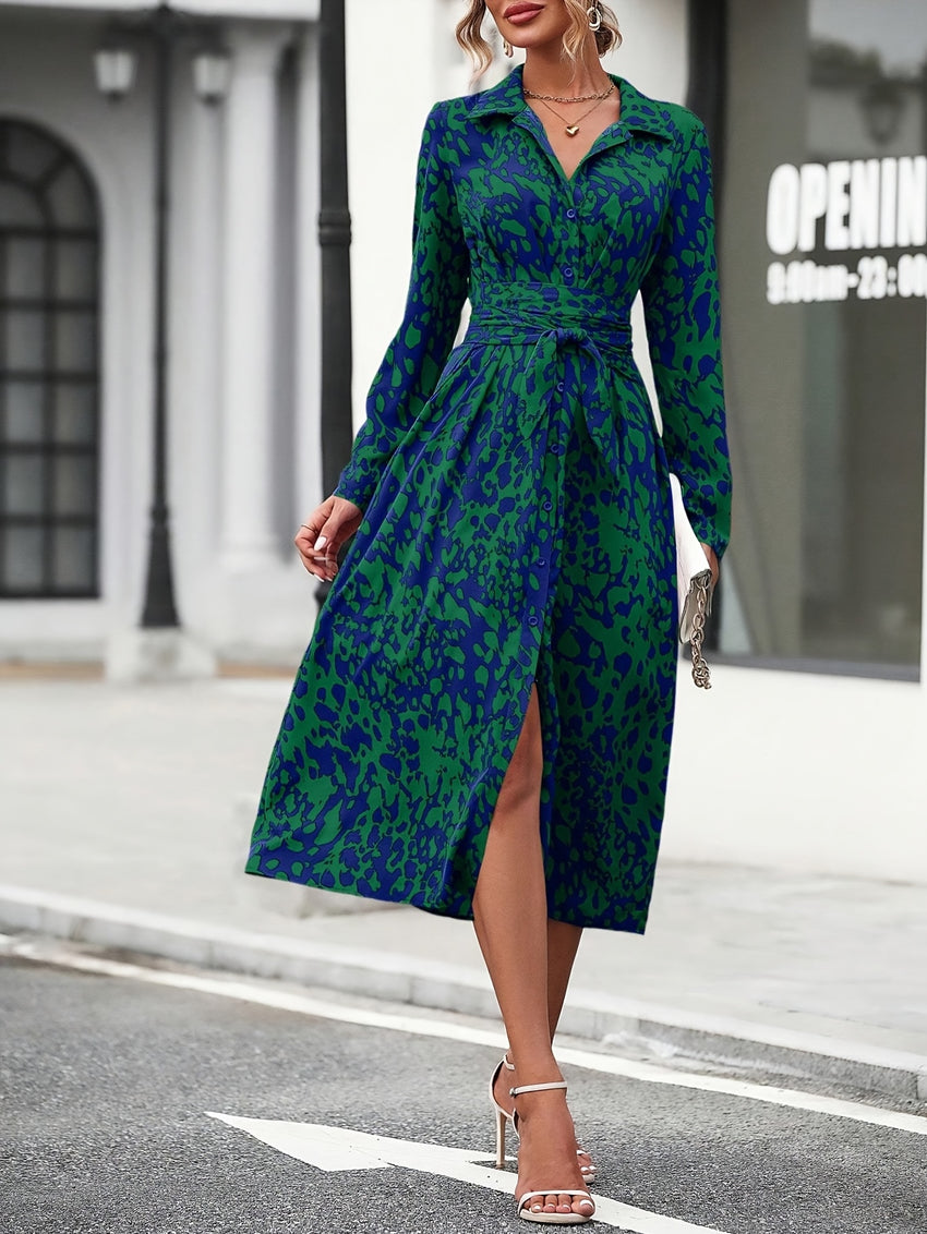 Elegant Printed V-Neck Dress