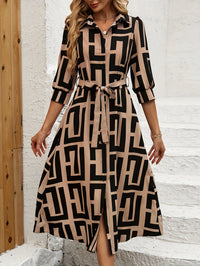 Geo Print Button Front Dress