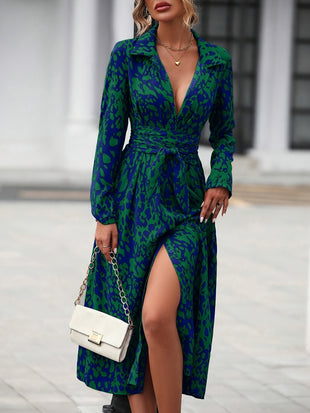 Elegant Printed V-Neck Dress