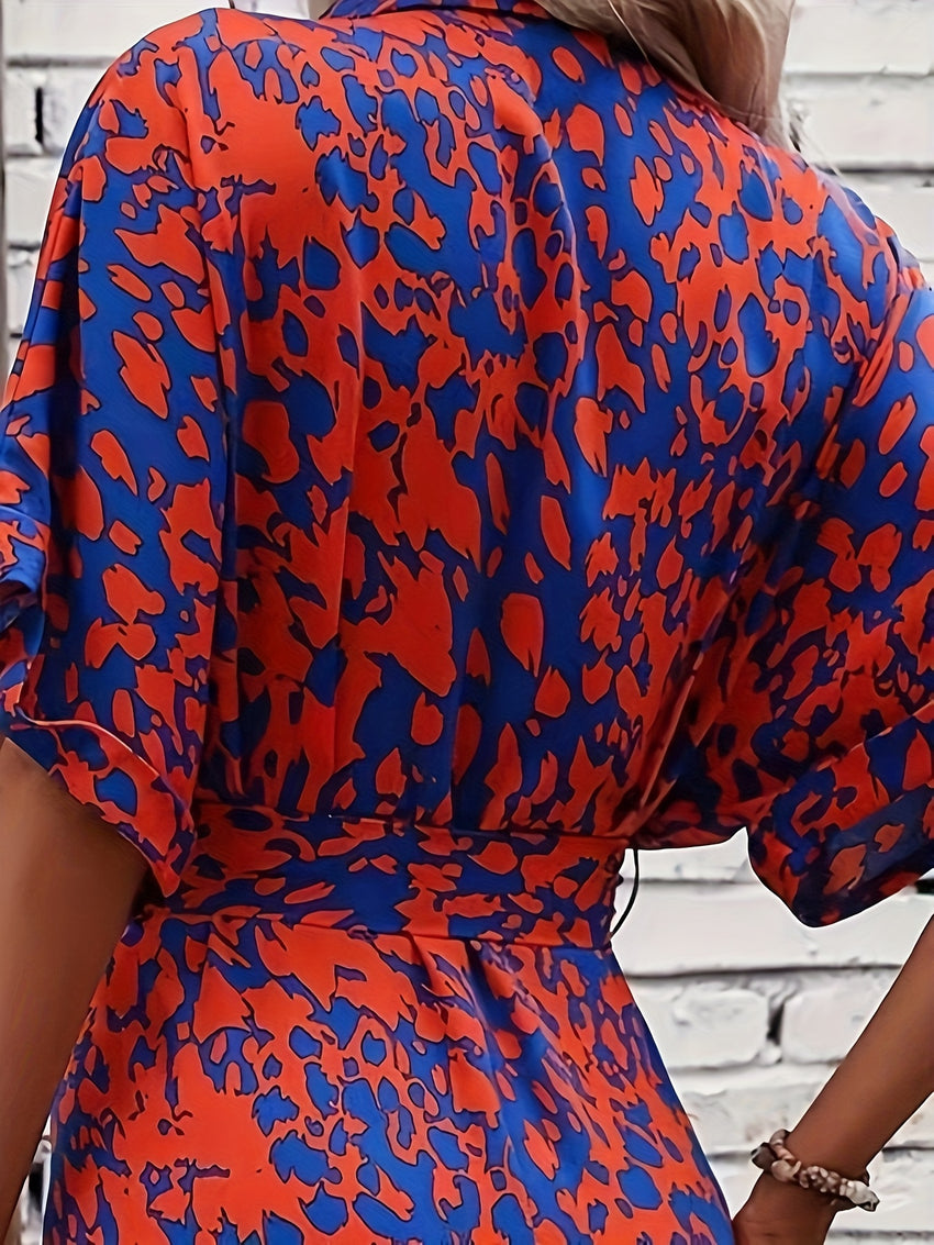 Elegant Printed V-Neck Dress