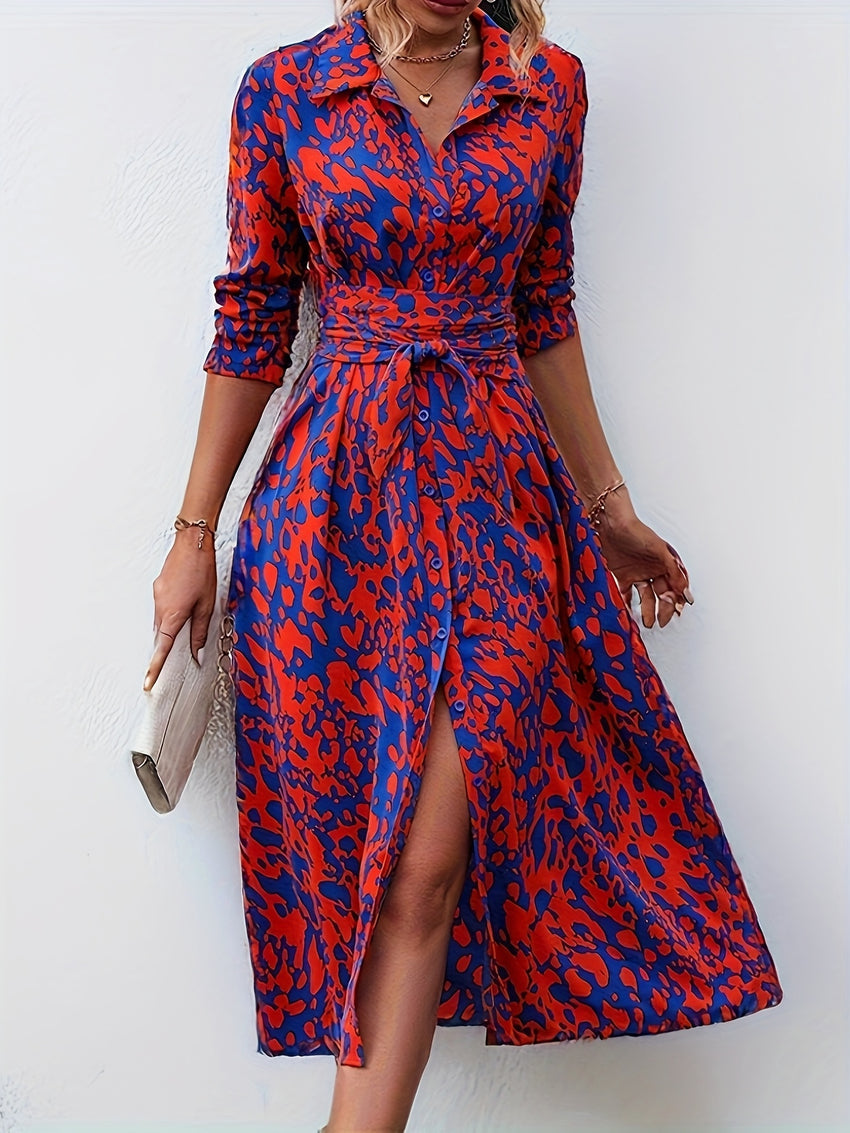 Elegant Printed V-Neck Dress