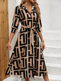 Geo Print Button Front Dress