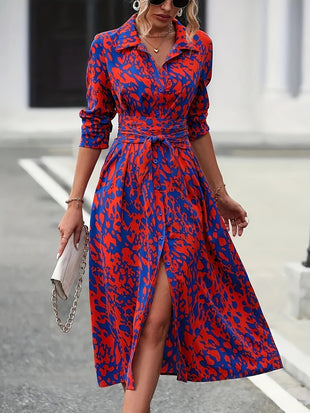 Elegant Printed V-Neck Dress