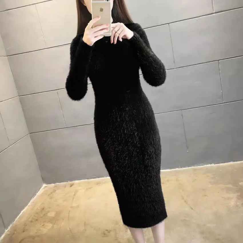 Thick Warm Turtleneck Sweater Dress