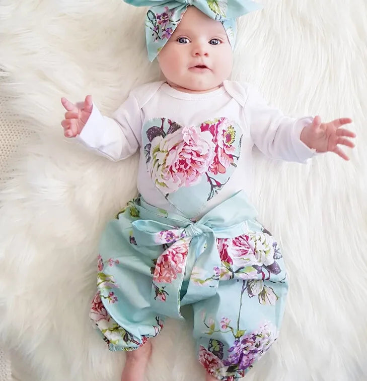 Newborn Baby Girls Clothes 3 Pieces Sets