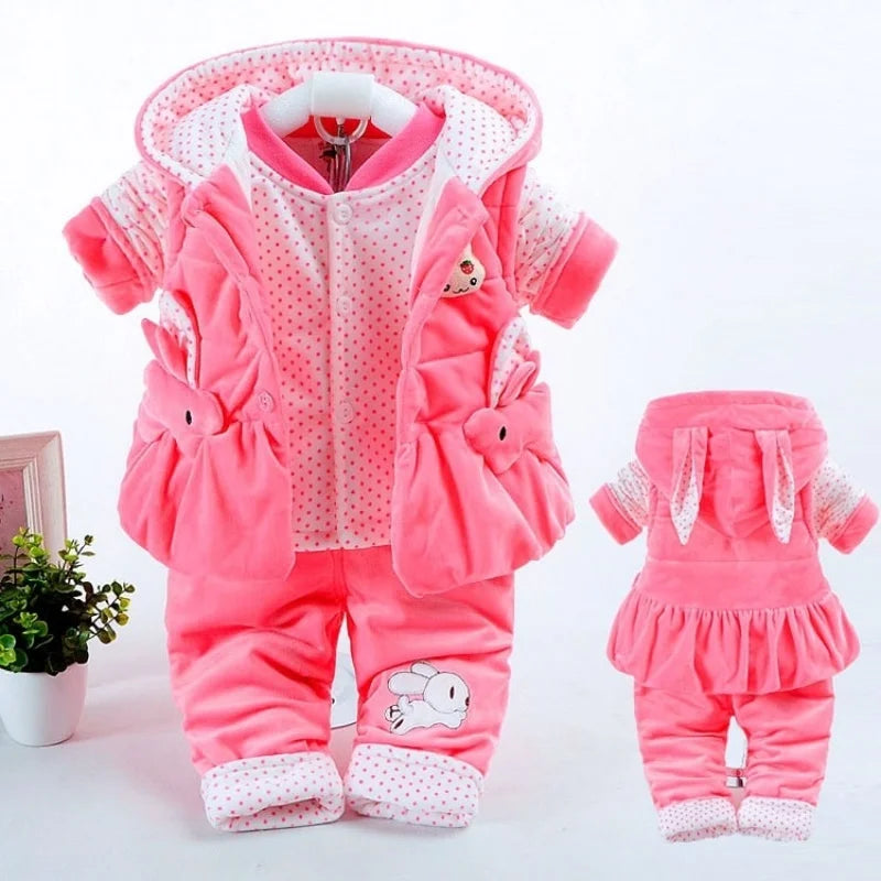 Baby girl's cotton three-piece suit