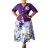 Half Sleeve Buttons Decorate High Waisted Dress