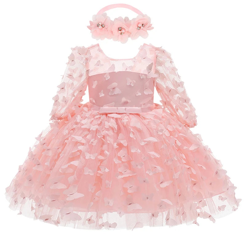 Baby Girls Dress Flowers Mesh
