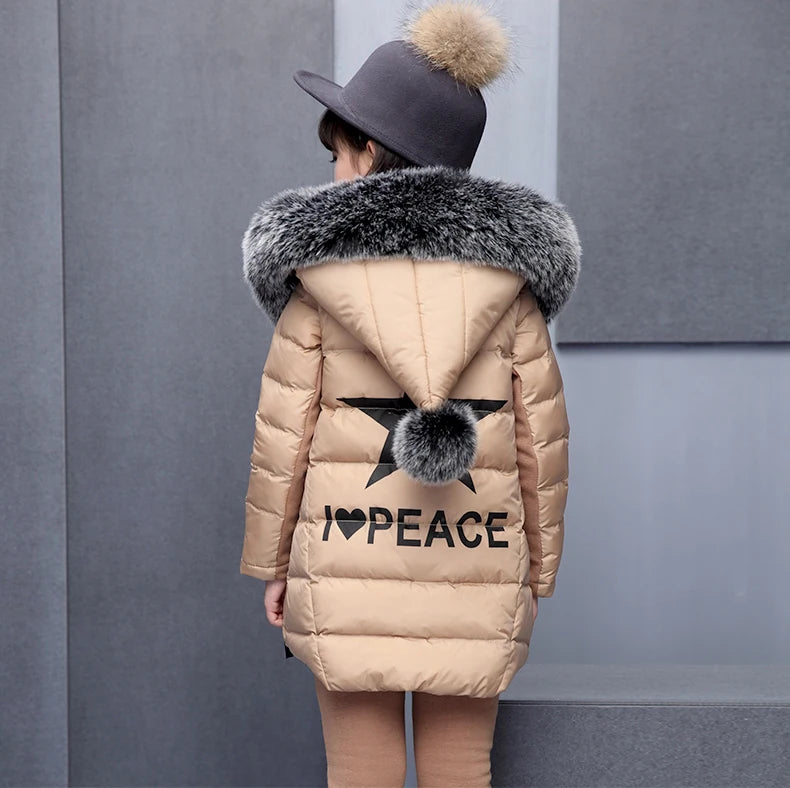 Girls 3 Pieces Clothes Coat With Fur Hood