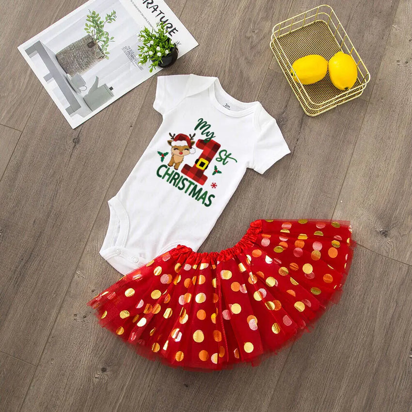 My 1st Christmas Baby Bodysuit Set