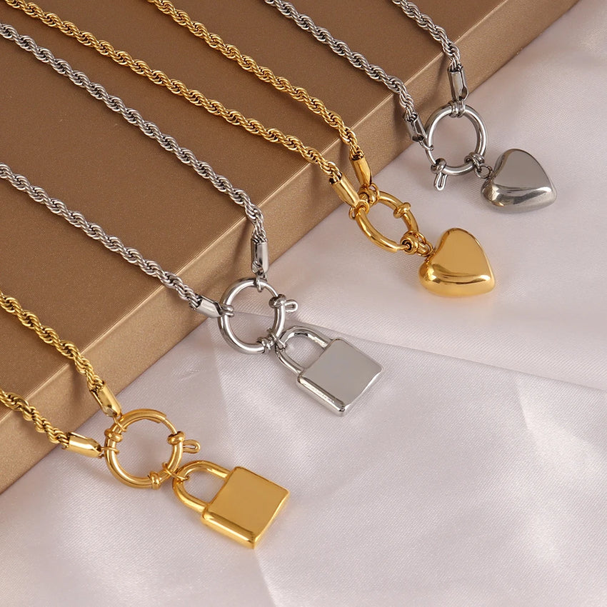 Lock  and Heart Necklace