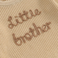 Boys Sweater Letter Embroidery Crew Neck Long Sleeve Pullovers