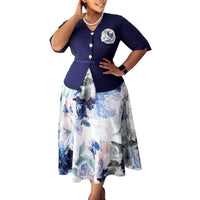 Half Sleeve Buttons Decorate High Waisted Dress