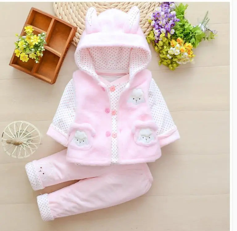 Baby girl's cotton three-piece suit