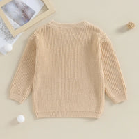 Boys Sweater Letter Embroidery Crew Neck Long Sleeve Pullovers