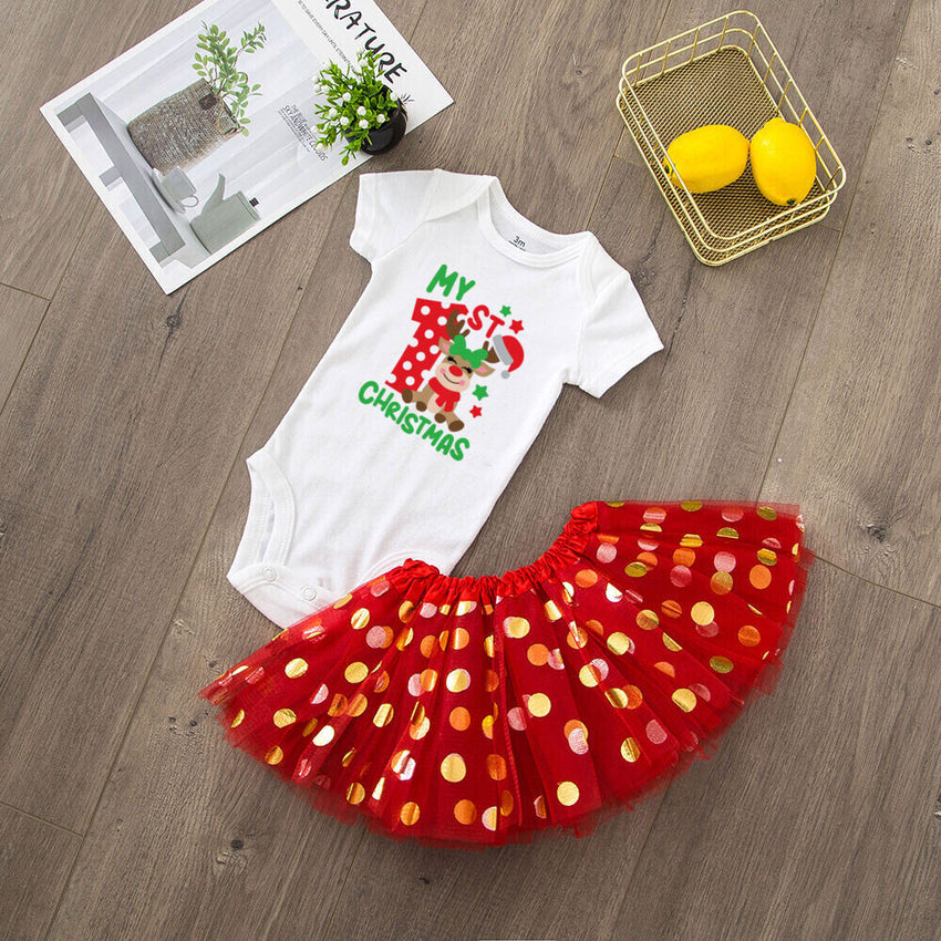 My 1st Christmas Baby Bodysuit Set
