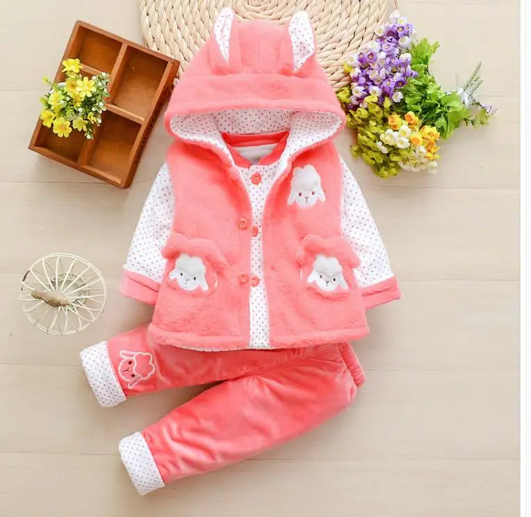 Baby girl's cotton three-piece suit