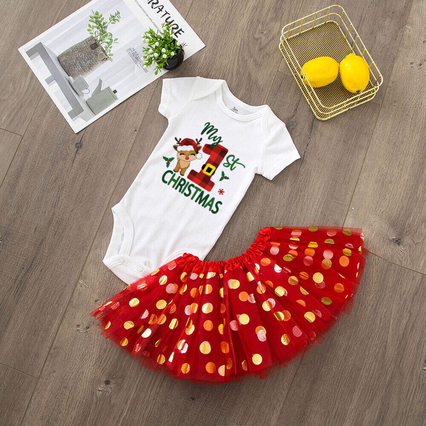My 1st Christmas Baby Bodysuit Set
