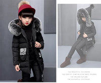 Girls 3 Pieces Clothes Coat With Fur Hood