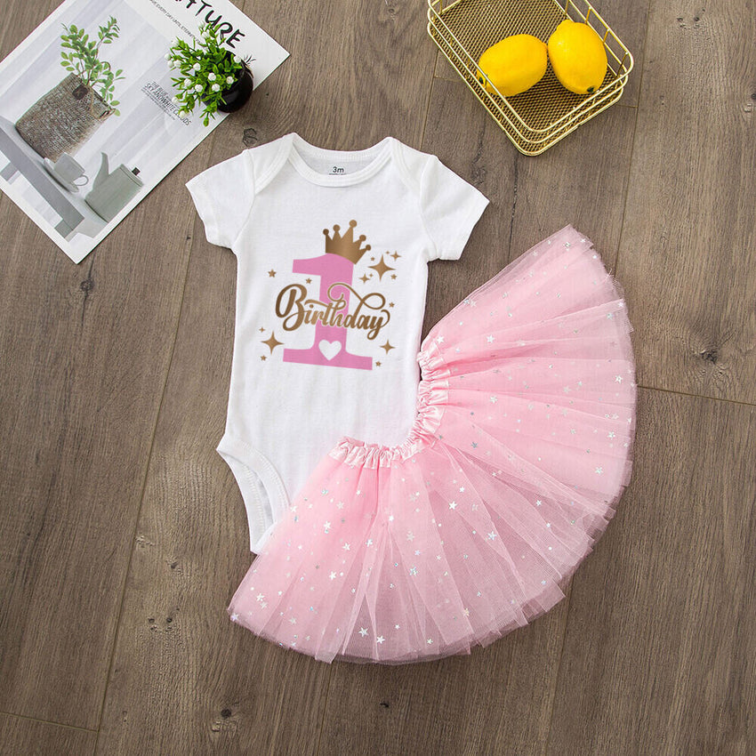 My 1st Birthday Baby Girl Birthday Dress Set