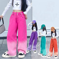 Girls Candy Color Gradient Wide Leg Pants