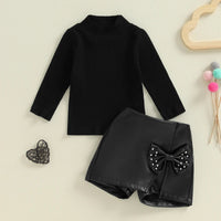 Leather Mini Skirts 2Pcs Girls