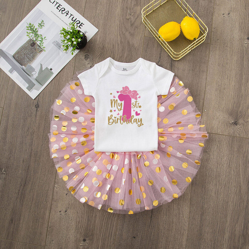 My 1st Birthday Baby Girl Birthday Dress Set