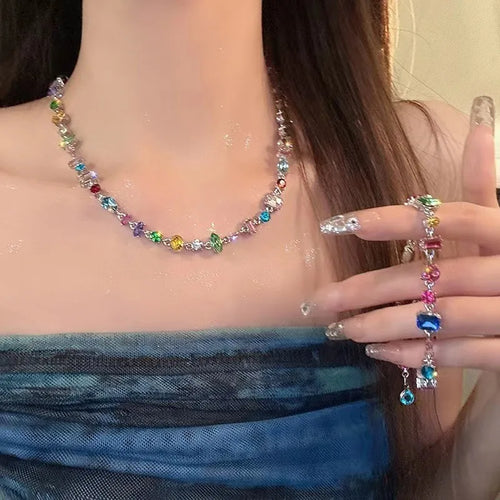 Sweet Candy Colored Zircon Necklace and Bracelet