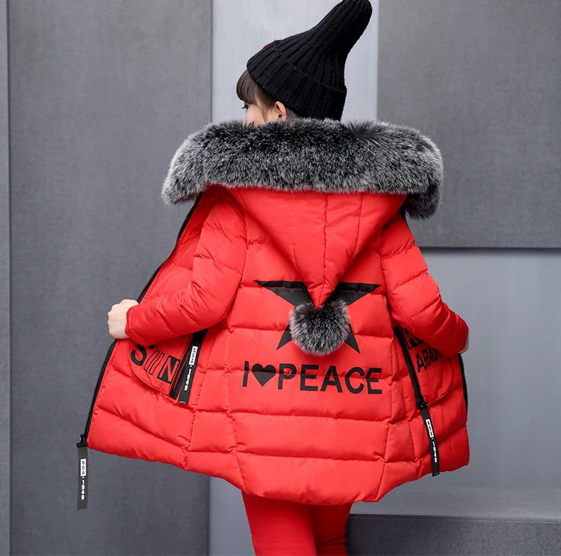 Girls 3 Pieces Clothes Coat With Fur Hood