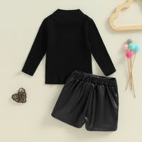 Leather Mini Skirts 2Pcs Girls