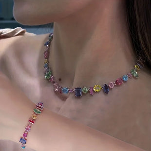 Sweet Candy Colored Zircon Necklace and Bracelet