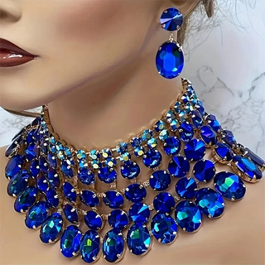 Elegant Bling Shiny Crystal Jewelry Set For Women