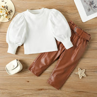 Leather Pants with Belt 2pcs For Girls