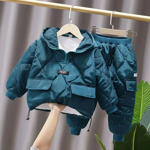 Winter Children Clothes Sets Kids Boys Girls Hooded Jacket