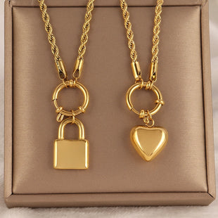 Lock  and Heart Necklace