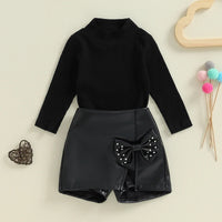 Leather Mini Skirts 2Pcs Girls