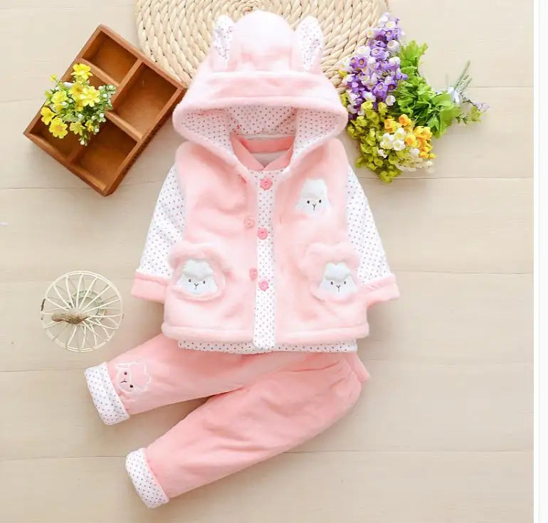 Baby girl's cotton three-piece suit