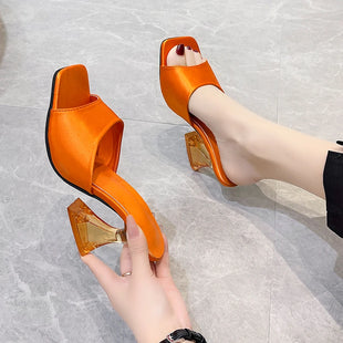 Square Toe Solid Transparent High Heels