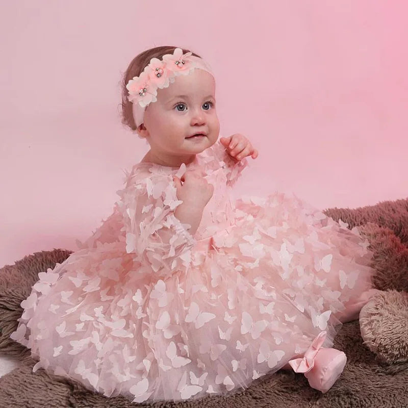 Baby Girls Dress Flowers Mesh
