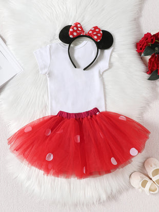 3pcs Cute Girls Pink Mickey Dress