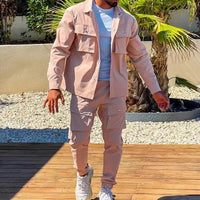 Multi-pocket Cargo Jacket Trousers Two-piece Set