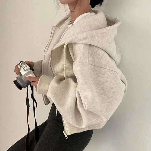 Fashion Zipper Hood Sweatshirt Women