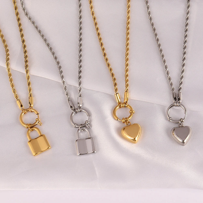 Lock  and Heart Necklace