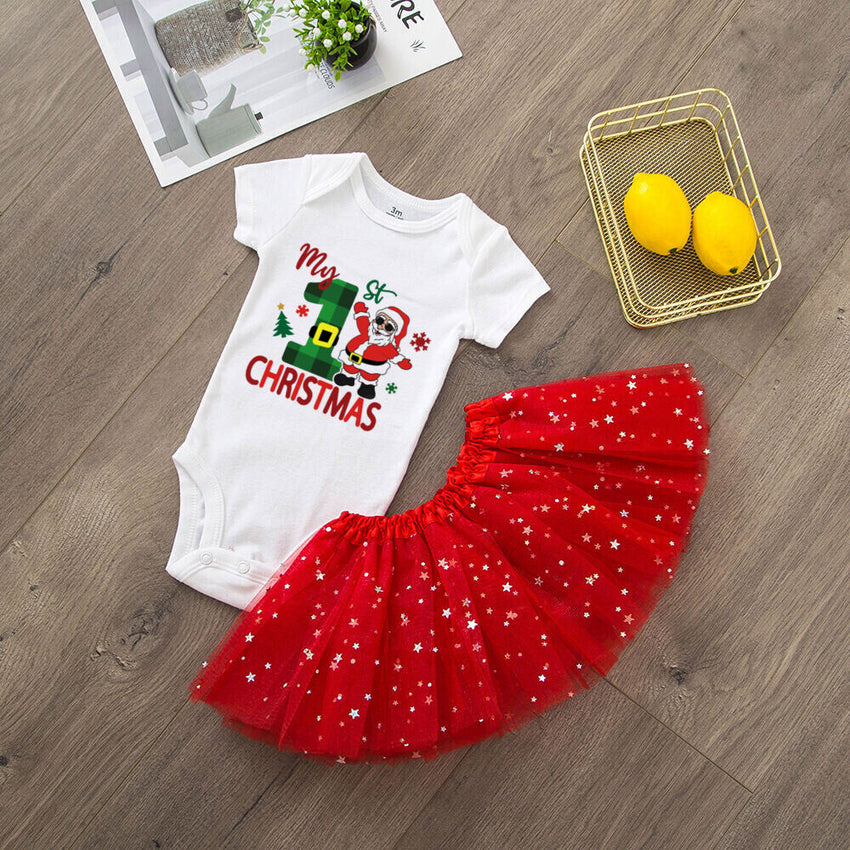 My 1st Christmas Baby Bodysuit Set