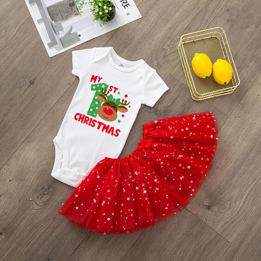 My 1st Christmas Baby Bodysuit Set