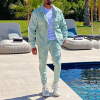 Multi-pocket Cargo Jacket Trousers Two-piece Set