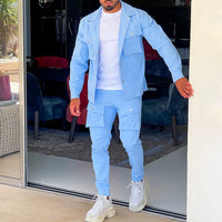 Multi-pocket Cargo Jacket Trousers Two-piece Set