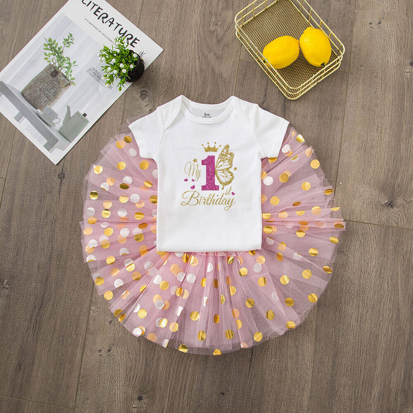 My 1st Birthday Baby Girl Birthday Dress Set