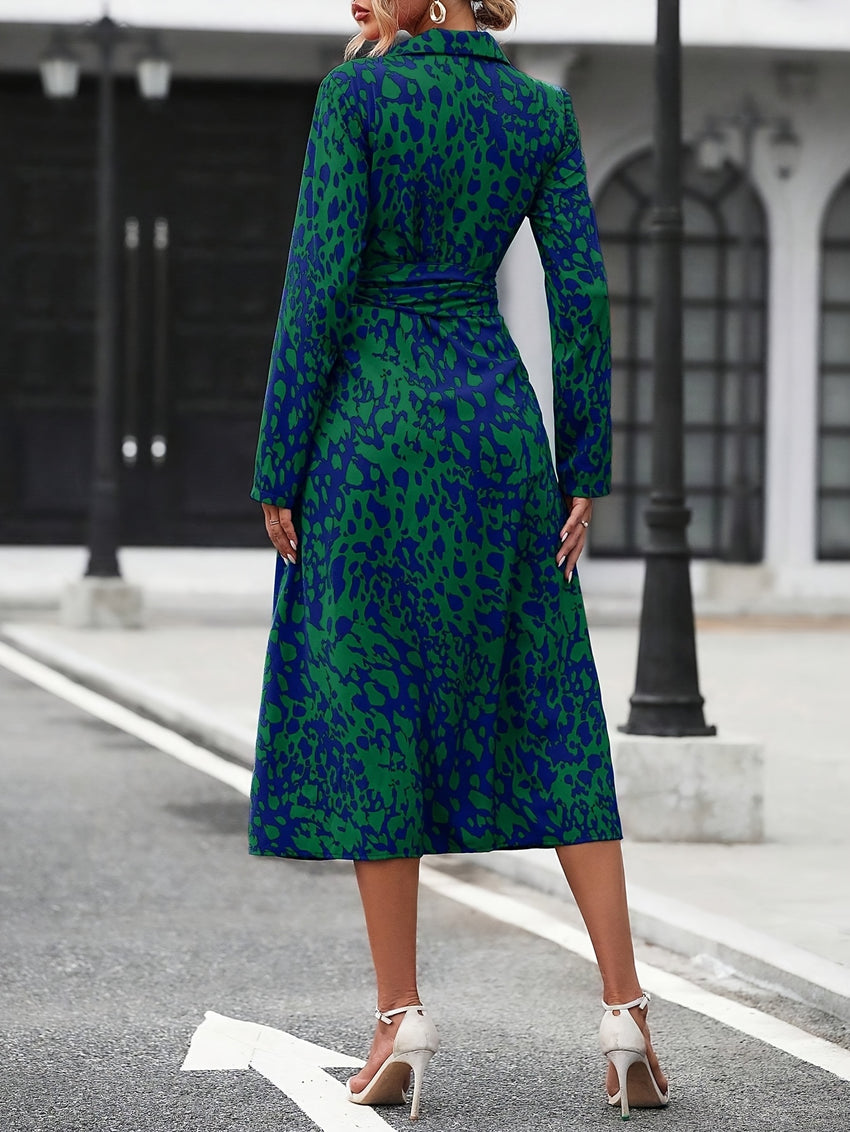 Elegant Printed V-Neck Dress