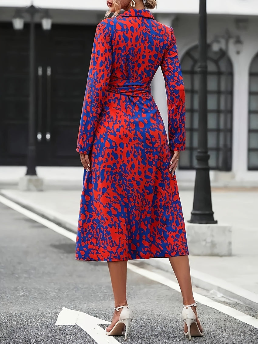 Elegant Printed V-Neck Dress